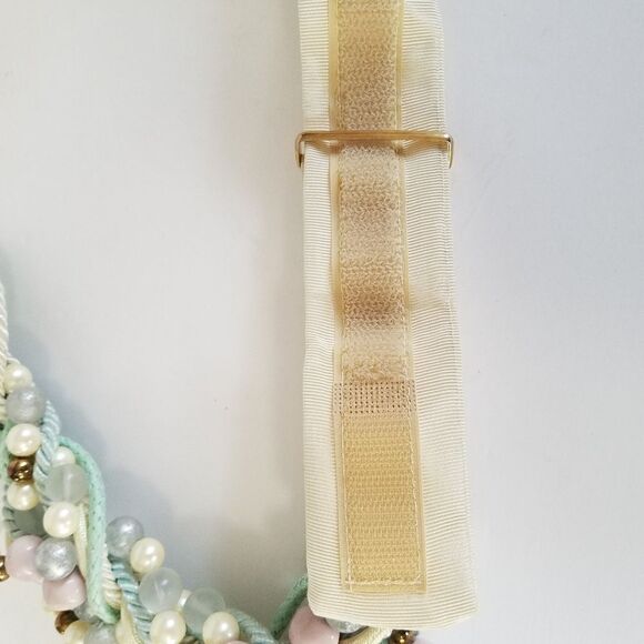 Vintage 80's Carolyn Tanner Inc Braided Pastel Beaded Faux Pearl Statement Belt - Picture 8 of 13